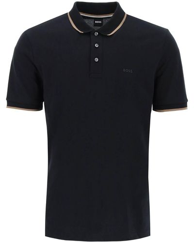 BOSS Polo con bordes contrastantes - Negro