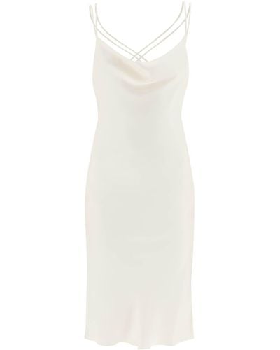 ROTATE BIRGER CHRISTENSEN Drehen Sie verantwortungsbewusstes Satin Midi -Kleid - Blanco