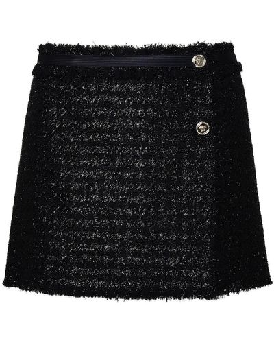Versace Black Wool Blend Minifirt - Negro