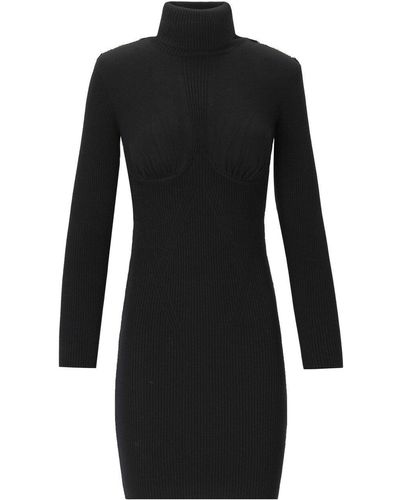 Elisabetta Franchi Knitted Turtleneck Dress - Black