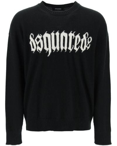 DSquared² Suéter de logotipo gótico - Negro