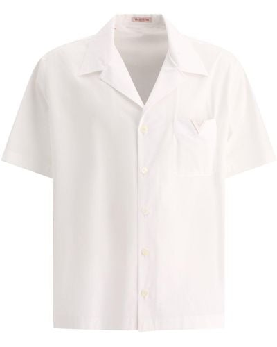 Valentino Bowling -Hemd mit gummierten V -Details - Weiß