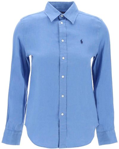 Polo Ralph Lauren Camicia In Tela Di Lino - Blu