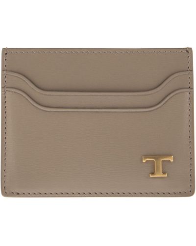Tod's Leather Card Holder With Logo - Brown