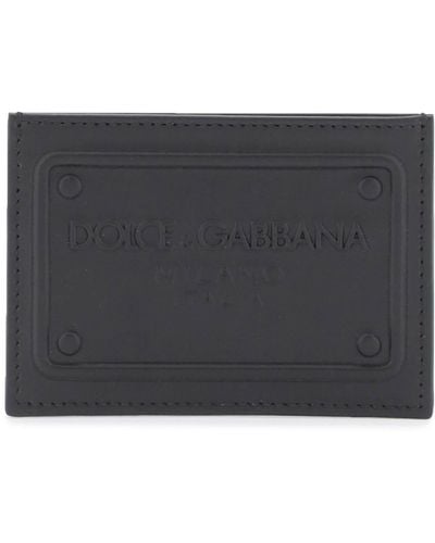 Dolce & Gabbana Geprägtes Logo -lederkarteninhaber - Grijs
