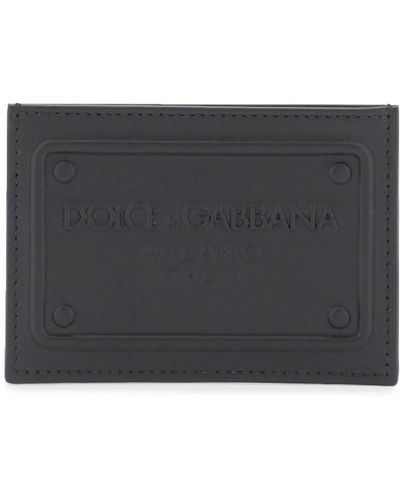 Dolce & Gabbana Geprägtes Logo -Lederkarteninhaber - Grau