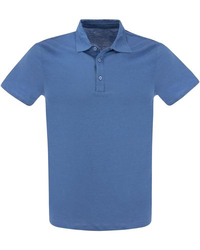 Majestic Short Shorted Polo Shirt in Lyocell e Cotton - Blu