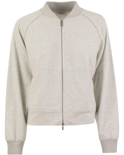 Peserico Sweatshirt in Baumwolle MÉlange und Tricot -Details - Grau