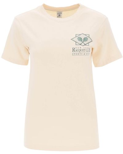 Sporty & Rich Sportliches und reichhaltiges "Ny Racquet Club"-T-Shirt - Natur