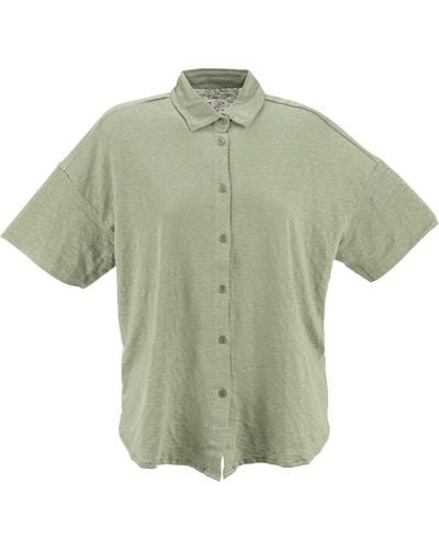 Majestic Oversized Shirt With Short Sleeves - Green