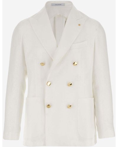 Tagliatore Double Breasted Linen Jacket - Natural