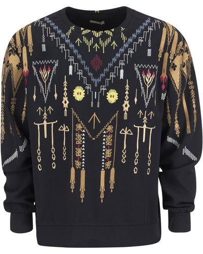 Etro Sudadera de cuello de tripulación con bordado - Negro