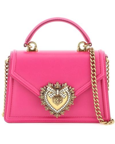 Dolce & Gabbana Leather Small 'devotion' Bag - Pink