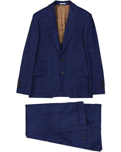 Brunello Cucinelli Blue Wool Suit - Bleu