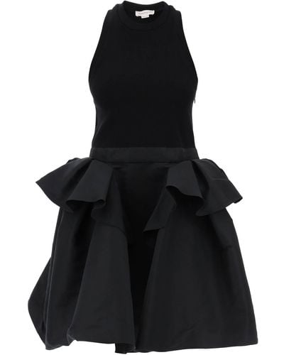 Alexander McQueen Hybrid Mini Dress - Zwart