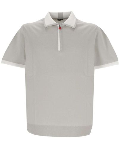 Kiton UMK0571 V10 Man Bianco/Perla T -Shirt und Polo - Grau