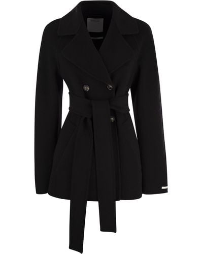 Sportmax Umano Bref Cashmere Blend Brend Robe Coat - Noir