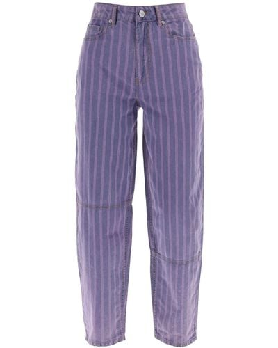 Ganni Striped Starry Jeans - Purple