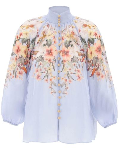 Zimmermann Shimmermann Lexi Billow Shirt avec motif floral - Blanc