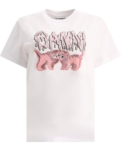 Ganni "gatos" camiseta - Rosa