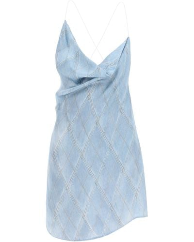 Y. Project Slip-Kleid aus Satin - Blau