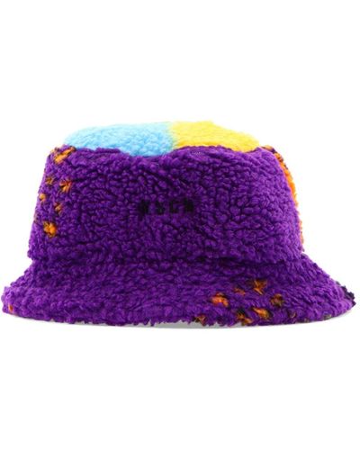 MSGM Color Block Bucket Hat - Purple