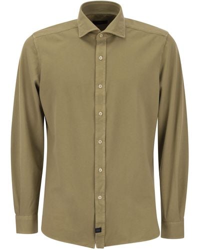 Fay Cotton French Collar Shirt - Vert