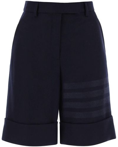 Thom Browne Shorts in Flanell mit 4 -bar -Motiv - Bleu