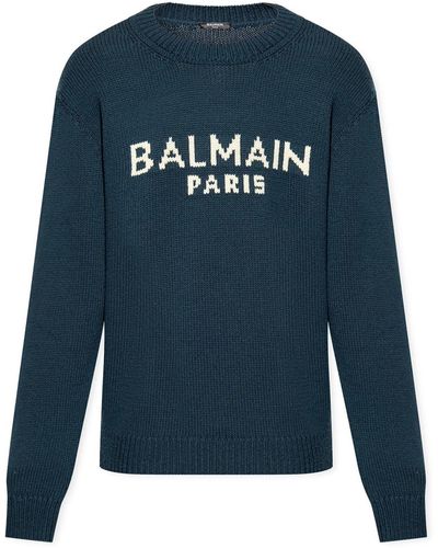 Balmain Logo -Pullover - Blau