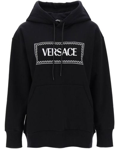 Versace Hoodie mit Logo -Stickerei - Schwarz