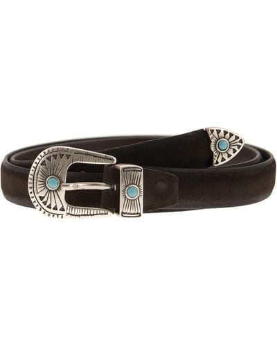 Alberto Luti Leather Belt With Machined Buckle - Black