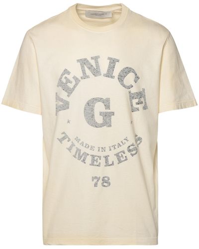 Golden Goose Camiseta de algodón de marfil dorado - Neutro