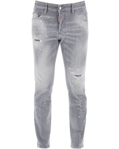 DSquared² DSQUART2 Skaterjeans in grau gefleckter Wäsche