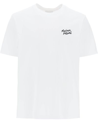 Maison Kitsuné T Shirt With Logo Lettering - White