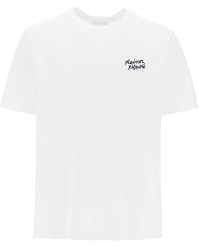 Maison Kitsuné T -Shirt mit Logo -Schriftzug - Weiß
