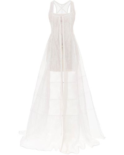 Jacquemus La Robe Dentelle Maxi Sequined Dress - White