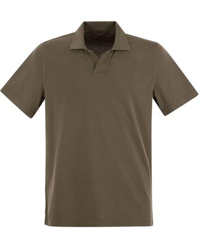Fedeli Cotton Polo Shirt con colletto aperto - Verde