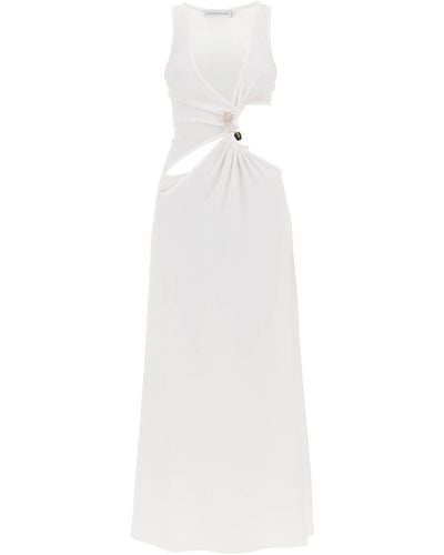 Christopher Esber Langes Kleid mit Ausschnitten und Natursteinen - Weiß