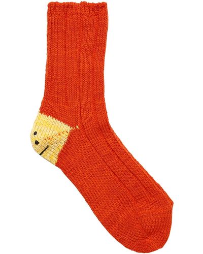 Kapital Rainbowy Happy Heel Socks - Red
