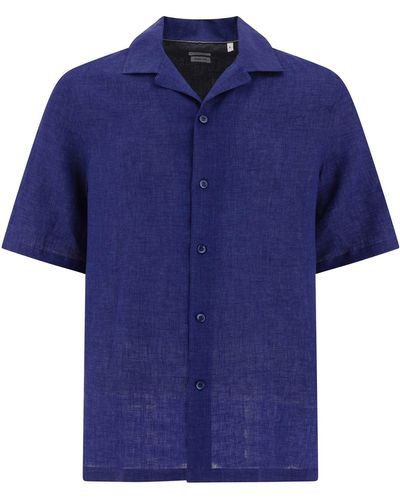 Brunello Cucinelli Linnen Chambray -shirt - Blauw