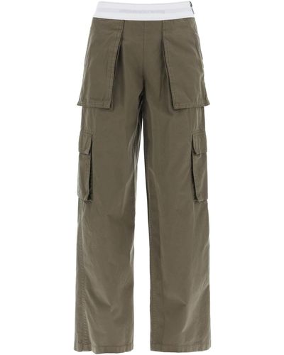 Alexander Wang Pantalones de carga delantos con cintura elástica - Verde