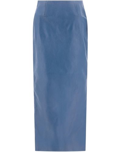 Marni Falda de lápiz de cuero - Azul