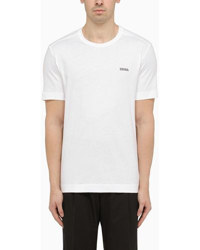 Zegna White T Shirt With Logo