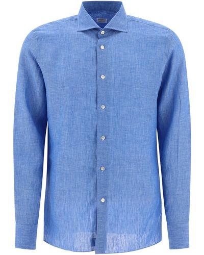 Borriello Klassisches Leinenhemd - Blauw