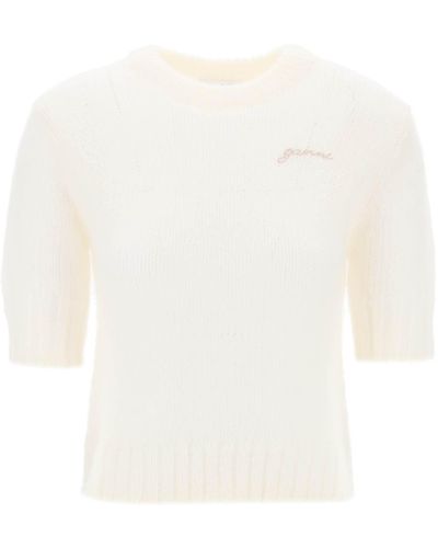 Ganni Mohair -pullover -trui - Wit