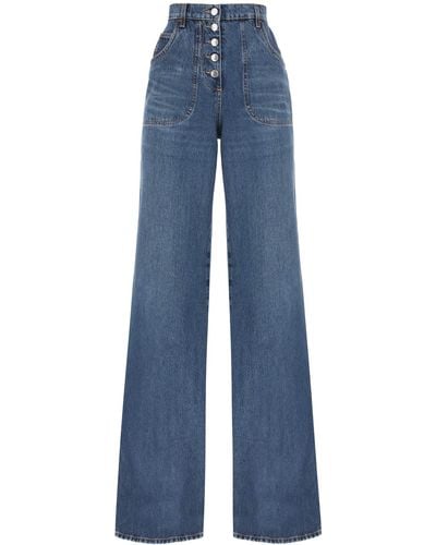 Etro Jeans con motivo de follaje posterior - Azul