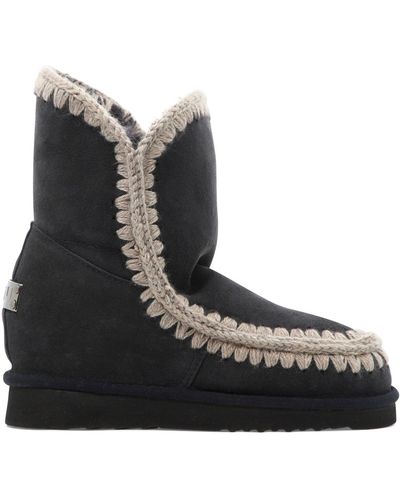 Mou Eskimo Inner Wedge Ankle Boots - Black