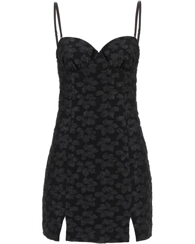 ROTATE BIRGER CHRISTENSEN Drehen Sie 3 D Jacquard Bustier Mini -Kleid - Schwarz