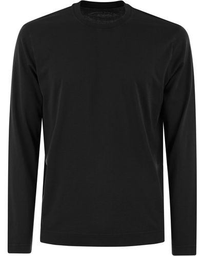 Fedeli Long Sleeved Cotton T Shirt - Black