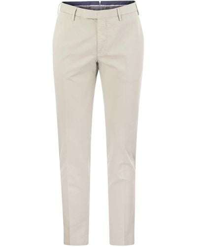 PT Torino Pantalones delgados en algodón y seda - Gris